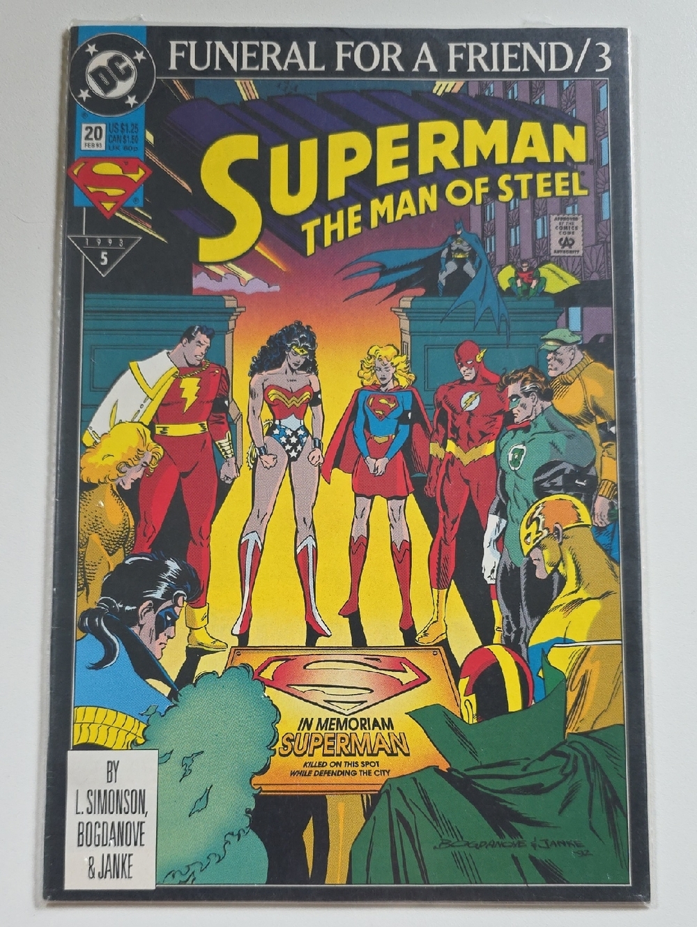 Superman The Man of Steel #20 Comic - Funeral For A Friend / 3 Iconic Cover